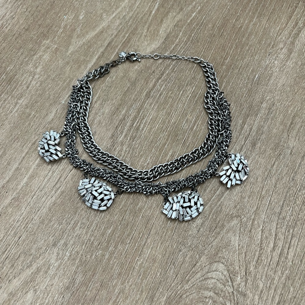 Jcrew metallic silver statement necklace